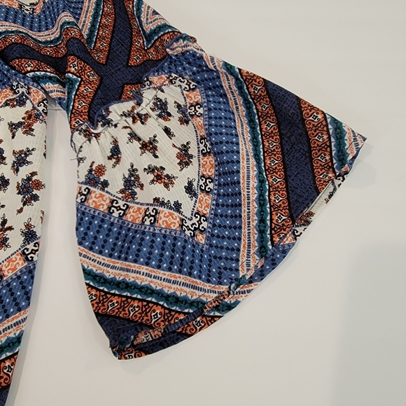 Altar'd State Boho Bell Sleeve Waist Tie Button Up Shirt Medium - Picture 3 of 12